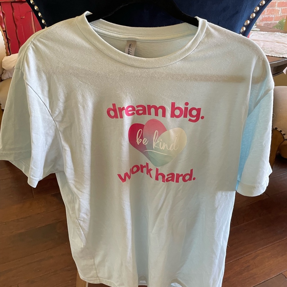 Next Level Apparel Blue and Pink Short Sleeve Tee